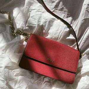 DKNY crossbody red leather bag